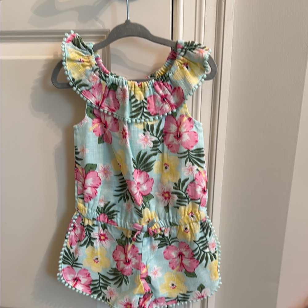 Tropical Floral Ruffle Romper